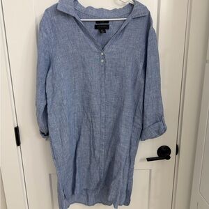 Tahari Light Blue Casual Button Down Beach Coverup